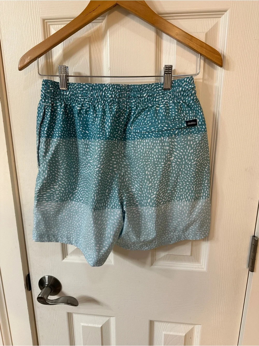 Chubbies Mens Teal Blue Speckled Colorblock Swim Trunks 5.5 Inseam‎ Small